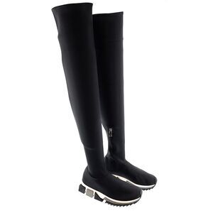 Dolce & Gabbana Over-the-Knee Stretch – Black Sock-Style Sneaker Boot-41